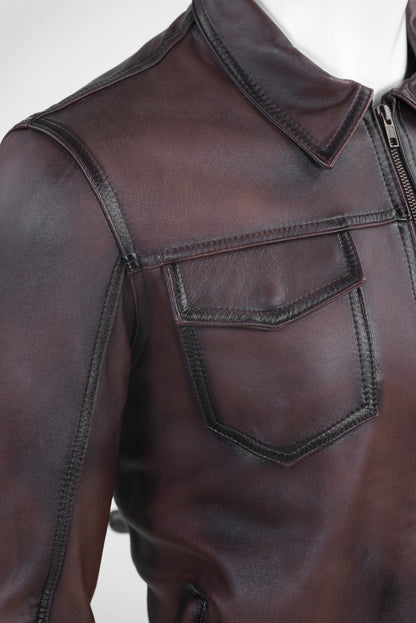 Brown Leather Overshirt (Camisola brown)