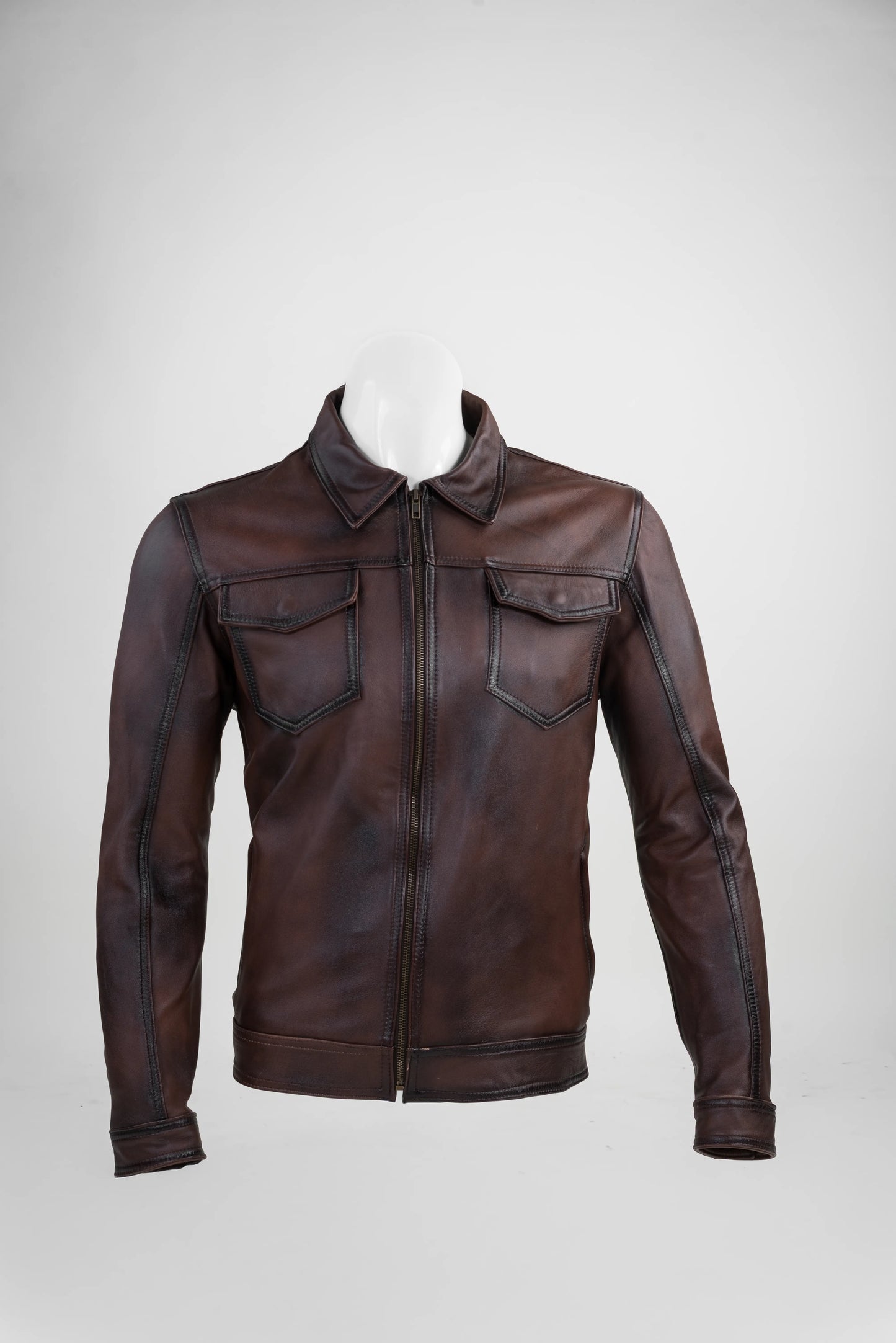 Brown Leather Overshirt (Camisola brown)