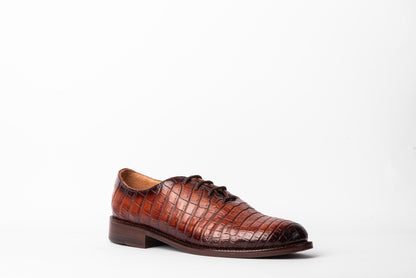 Franco Café | Zapato de Piel de Res con Cocodrilo