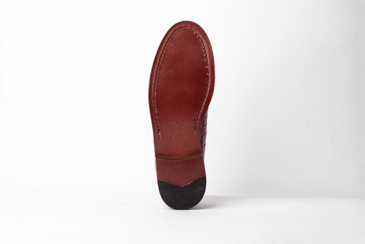 Franco Café | Zapato de Piel de Res con Cocodrilo