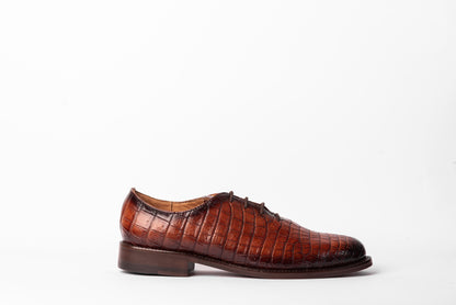 Franco Café | Zapato de Piel de Res con Cocodrilo