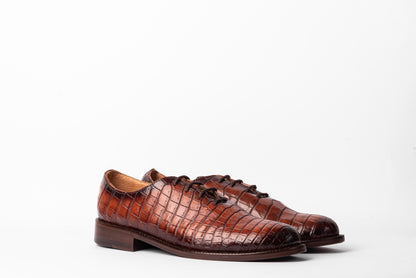 Franco Café | Zapato de Piel de Res con Cocodrilo