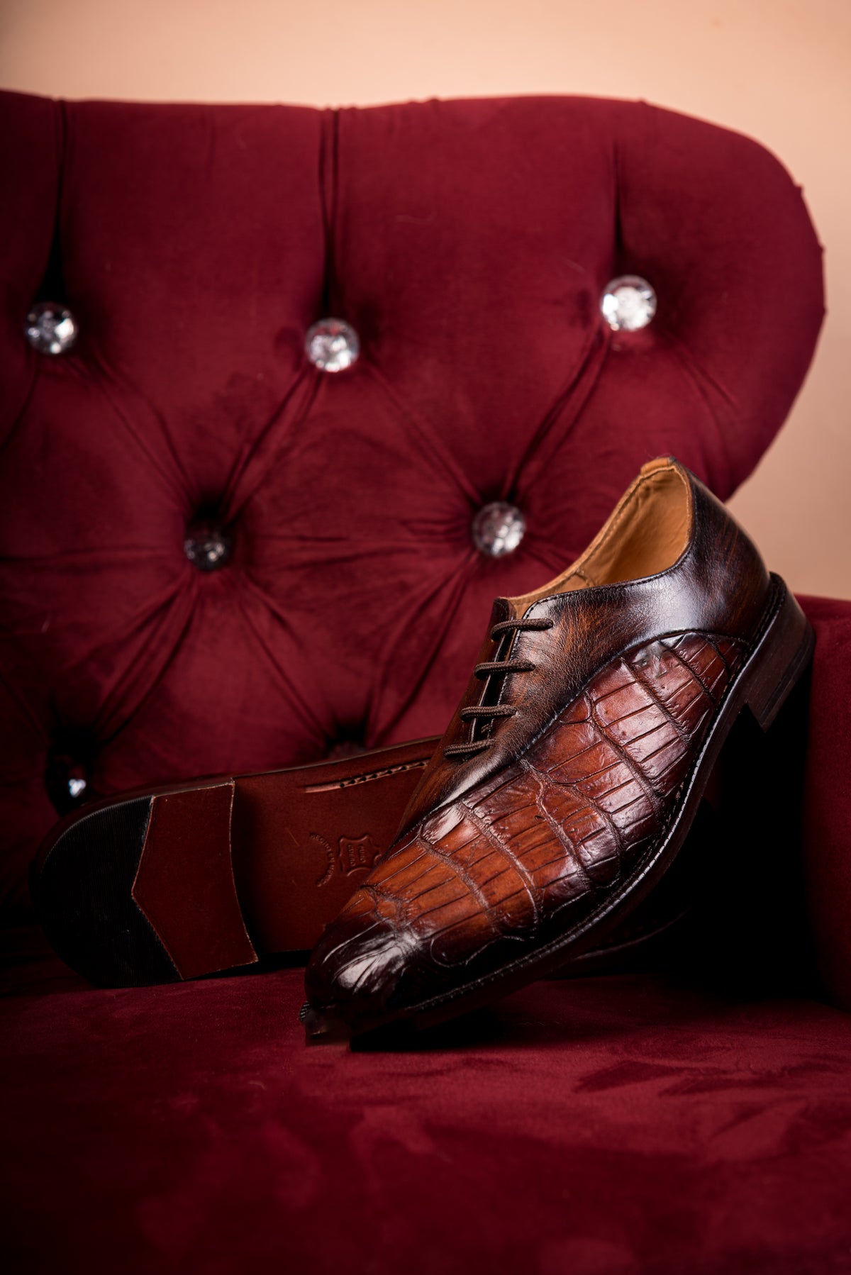 Franco Café | Zapato de Piel de Res con Cocodrilo