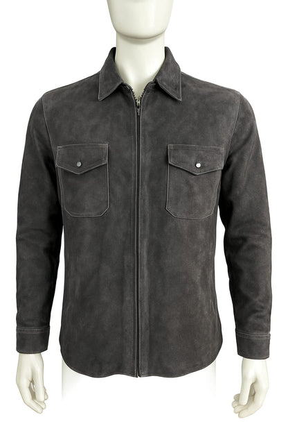 GREY SUADE OVERSHIRT
