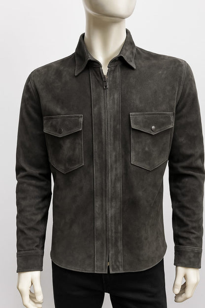 GREY SUADE OVERSHIRT