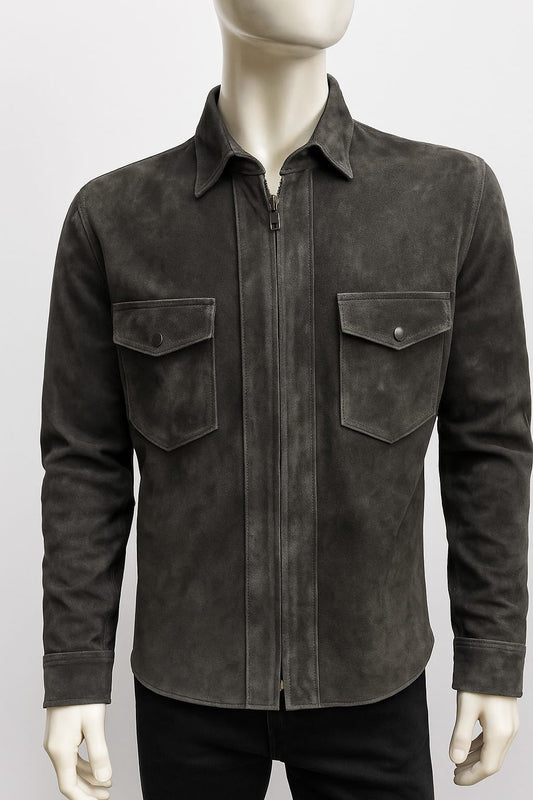GREY SUADE OVERSHIRT
