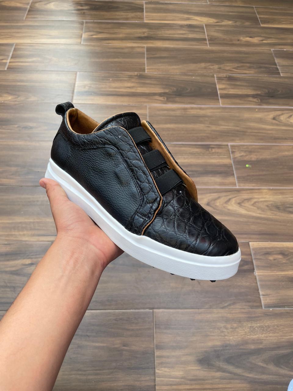 SNEAKER   ERICK BLACK LEATHER COCODRILO