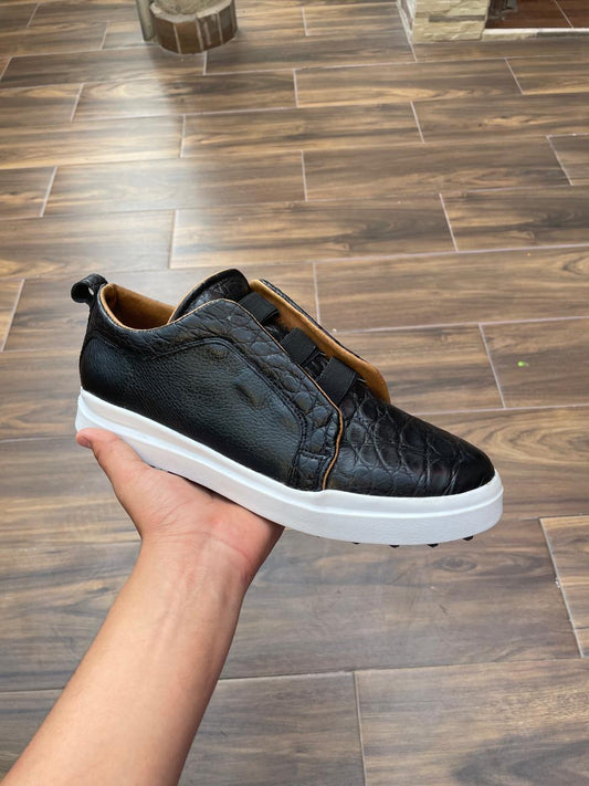 SNEAKER   ERICK BLACK LEATHER COCODRILO